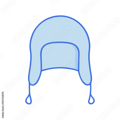 Blue Ushanka or Trooper Hat Icon for Winter and Cold Weather Apparel