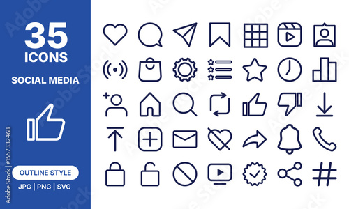 Social Media Outline Icon Symbol Collection