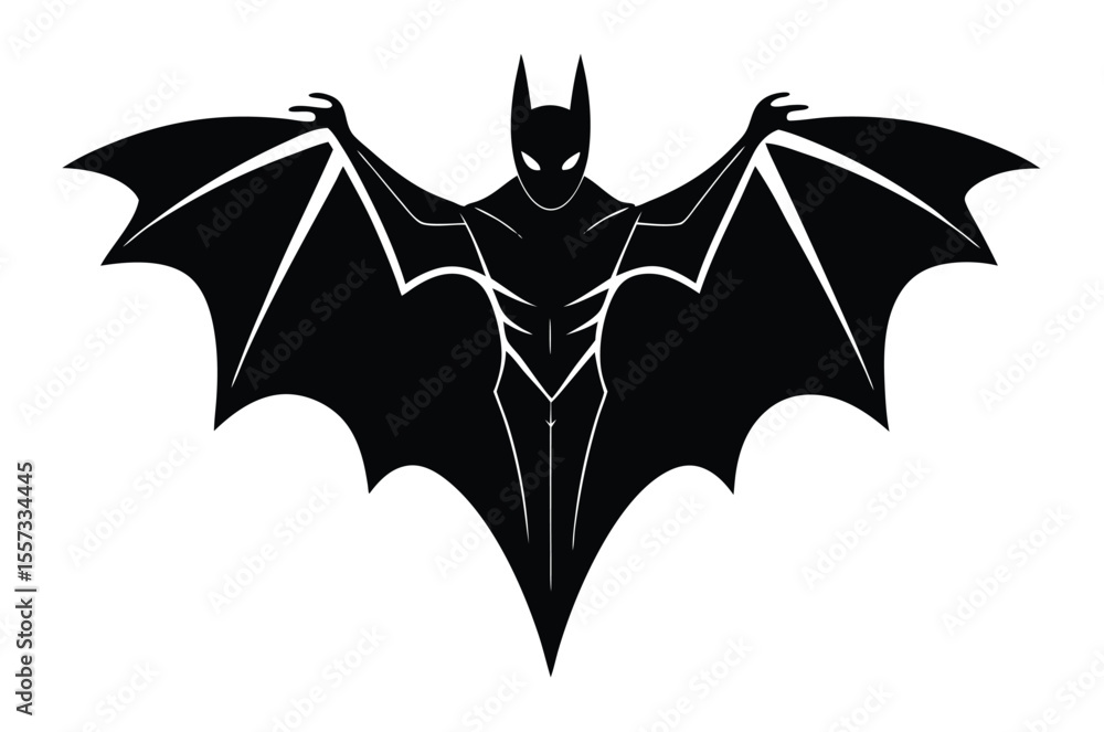 Naklejka premium A Halloween bat vector illustration with an autumn maple leaf design