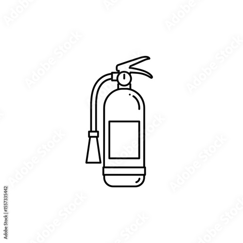 Fire extinguisher icon in minimalist line art style on white background  
