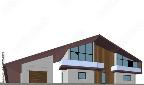 Modern house building sketch architectural 3d rendering