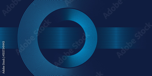 Blue abstract background with glowing circles. Swirl circular lines pattern. Geometric spiral. Twirl element. Modern graphic design. Futuristic technology concept. Vector illustration. eps 10