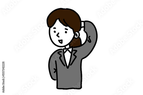 恥ずかしそうに笑う女性会社員