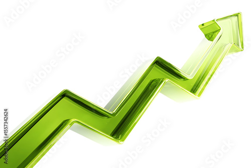 Abstract 3D arrow indicating growth, success, and progress.