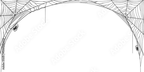 Halloween Cobweb frame border, spider web Vector Isolated on Transparent Background. Vector eps