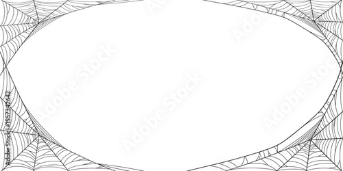 Halloween Cobweb frame border, spider web Vector Isolated on Transparent Background. Vector eps