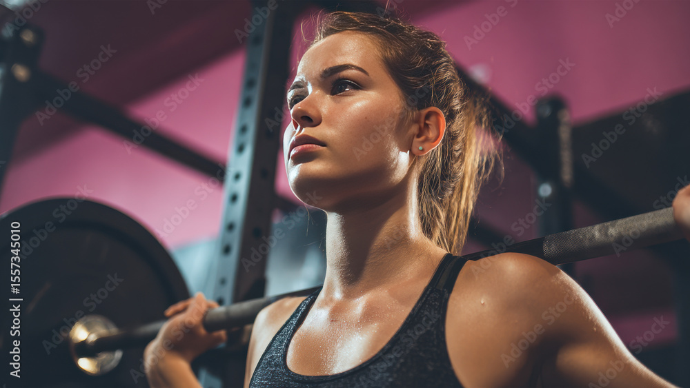 Fototapeta premium Close Up Woman Doing Rack Squats
