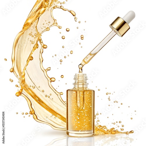 Golden Oil Splash on White