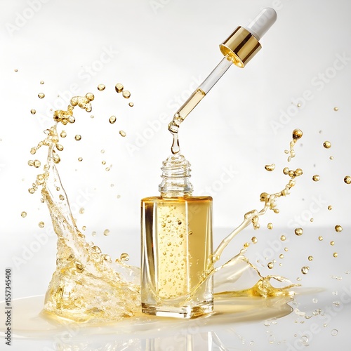 Golden Oil Splash on White