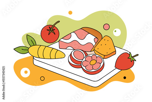 Elegant Italian Charcuterie Board with Assorted Meats and Cheese Vector