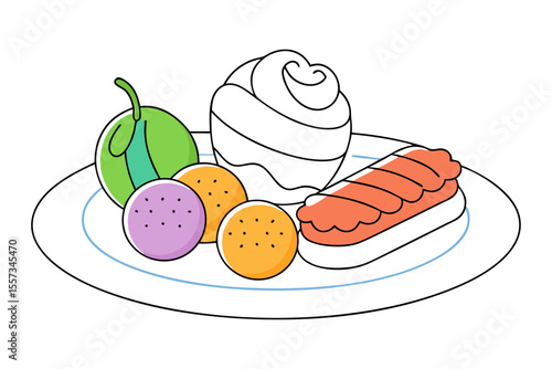 Authentic Italian Dessert Platter with Cannoli Tiramisu Biscotti Vector