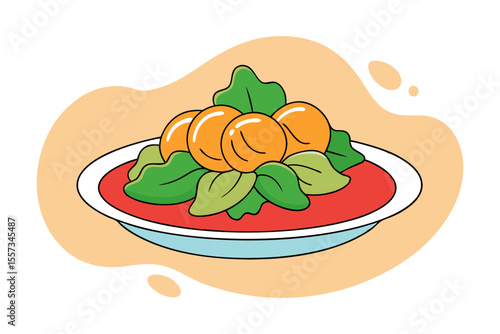 Colorful Gnocchi Platter with Basil Tomato Parmesan Vector Design