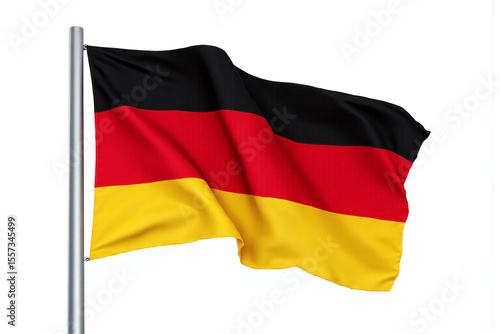 german flag waving in the wind on a white background