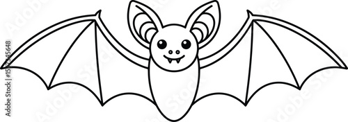 Cute Bat Line Art Vector Illustration