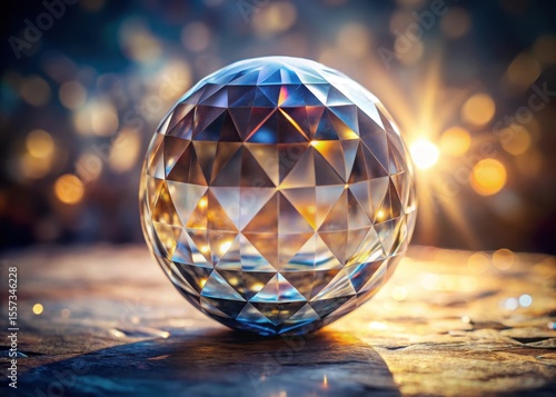 Crystal Orb with Faceted Surface