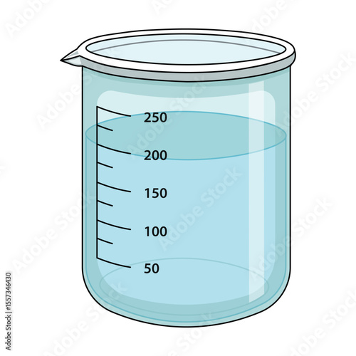 Laboratory Beaker Glass with Measurement Scale – 250ml Scientific Illustration