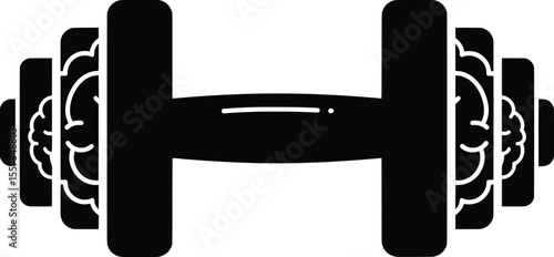Mental Health Awareness, Vector Illustration of Dumbbell with Brain Design