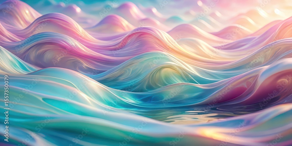 Soft pastel hues blend with swirling abstract liquid waves Soft pastel hues blend with swirling abstract liquid waves