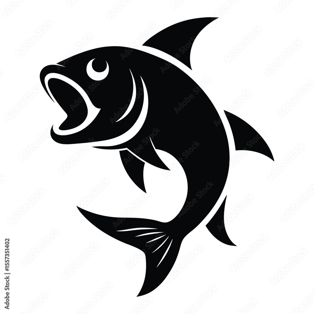 Obraz premium A vibrant vector illustration of a marine animal, such as a dolphin or shark, swimming in the blue ocean