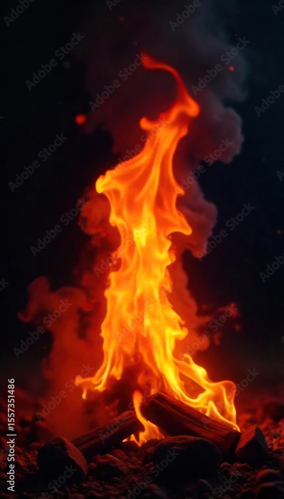 Dramatic Flickering Flames Intense Fire Dance Against Smoky Dark Background, Perfect for Fiery Designs Dramatic Flickering Flames Intense Fire Dance Against Smoky Dark Background, Perfect for Fiery Designs