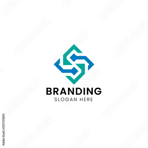 Simple Minimalist typography symbolic S exchange arrow logo