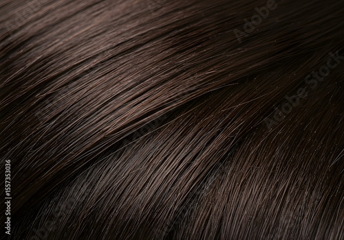 Close up dark brown hair texture