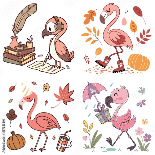 High-Quality flamingos Illustrations in Various Styles – SVG Bundle