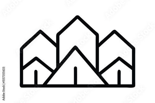 Clean Real Estate Logo Icon with House, Building, and Key Vector Elements