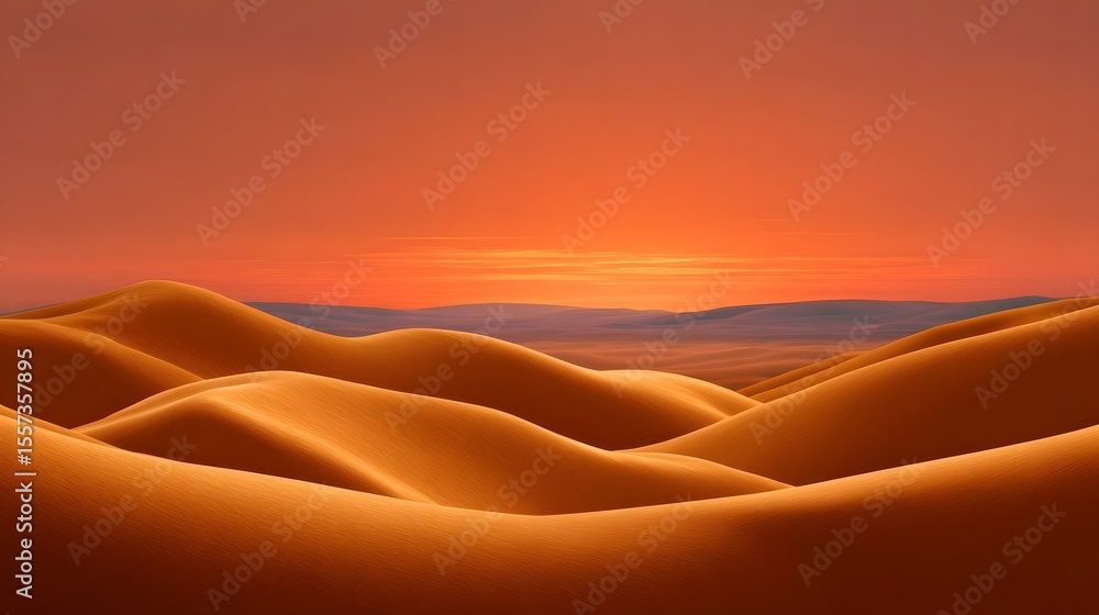 Serene desert landscape at sunset Serene desert landscape at sunset