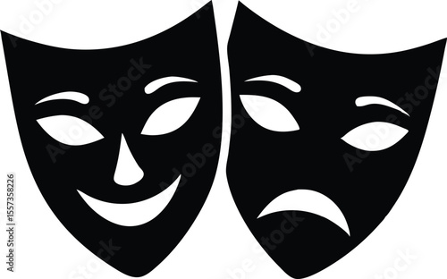 theater masks silhouette vector