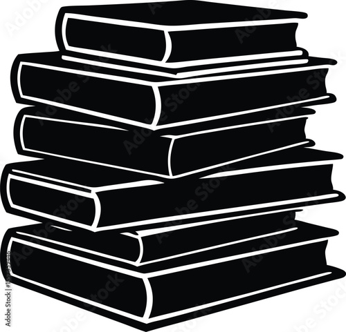 stack of books silhouette vector