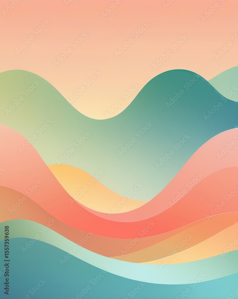 Fototapeta premium Abstract Pastel Wave Background Soft Hues and Gentle Curves