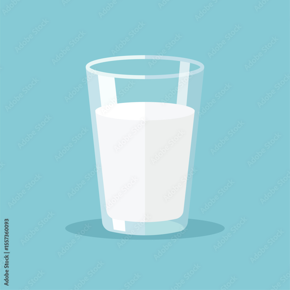 glass of milk on blue background. milk in flat design style. simple milk icon glass of milk on blue background. milk in flat design style. simple milk icon