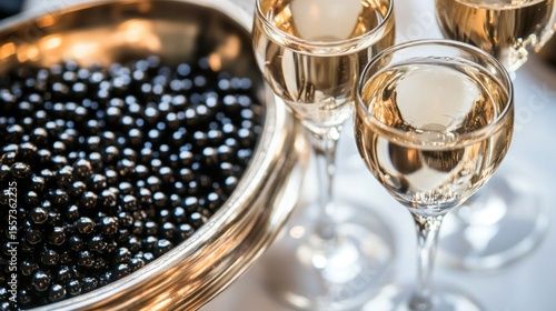Champagne and caviar presentation