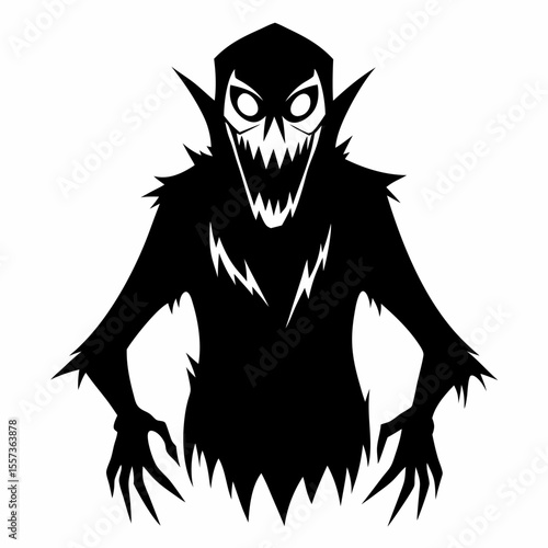 Creepy Monster Silhouette Illustration for Halloween Scary Designs