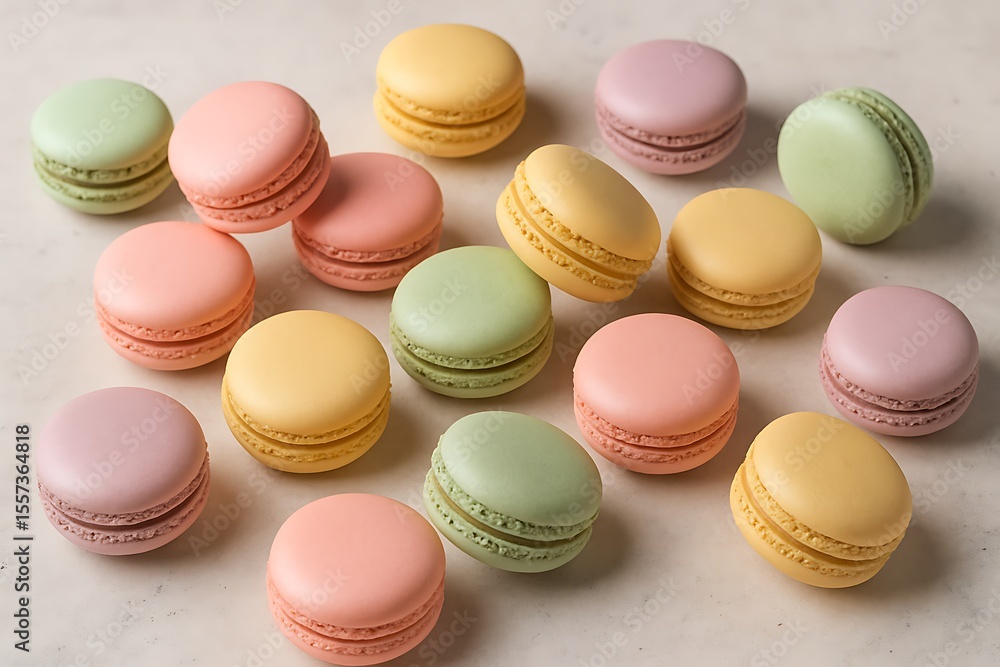 Fototapeta premium Pastel French Macarons in Casual Arrangement