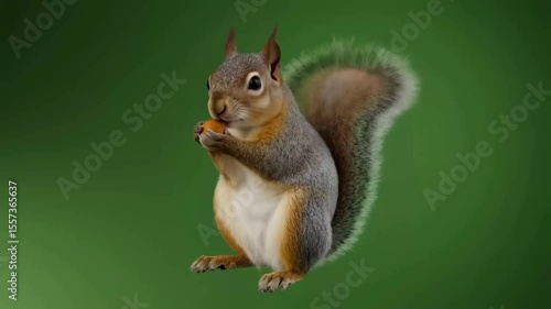 Squirrel Eating a Nut on Green Screen – Wildlife Footage in 4K