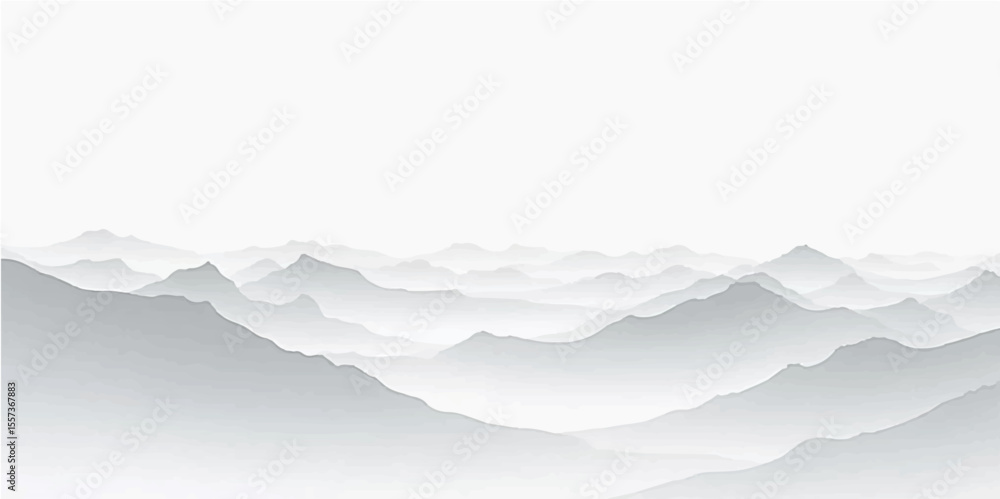 Obraz premium White layered snowy mountain background with calm mist and minimal fog for peaceful winter design