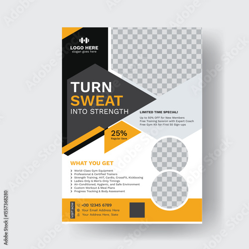 Gym Fitness Flyer Template Turn Sweat Into Strength