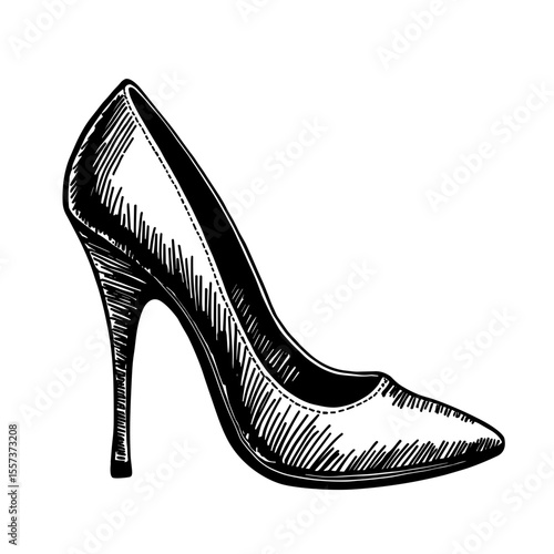 High heel shoe sketch for women’s fashion magazines and formalwear branding