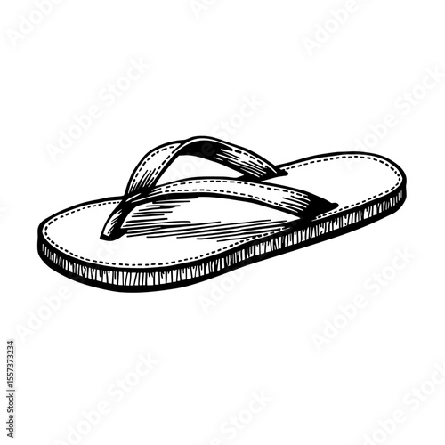 Flip flop sandal sketch for beachwear catalogs and summer fashion visuals