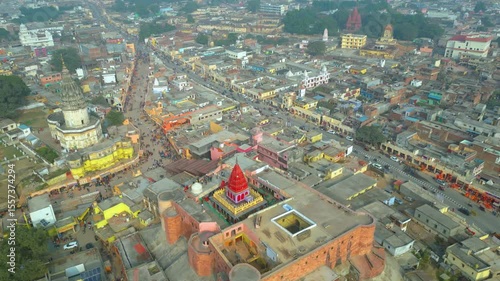 Aerial view of Shri Hanuman Garhi Mandir, Ayodhya, Utter Pradesh, India.