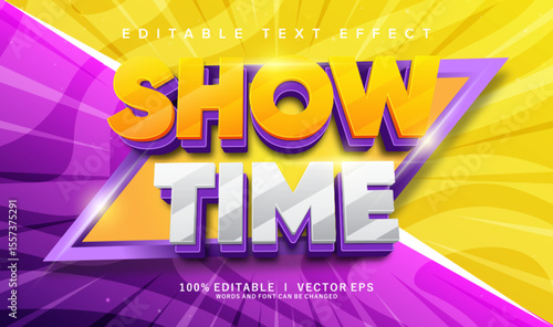 show time 3d vector text effect with modern style design