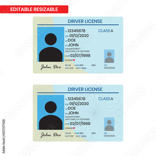 Commercial Drivers License Vector Template – Resizable and Editable