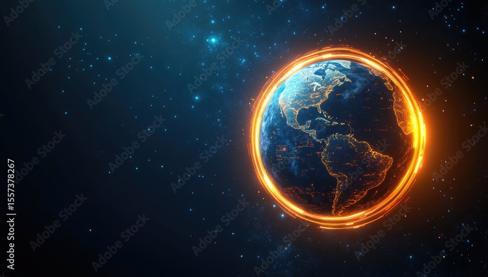 Obraz premium Earth, fiery ring, space