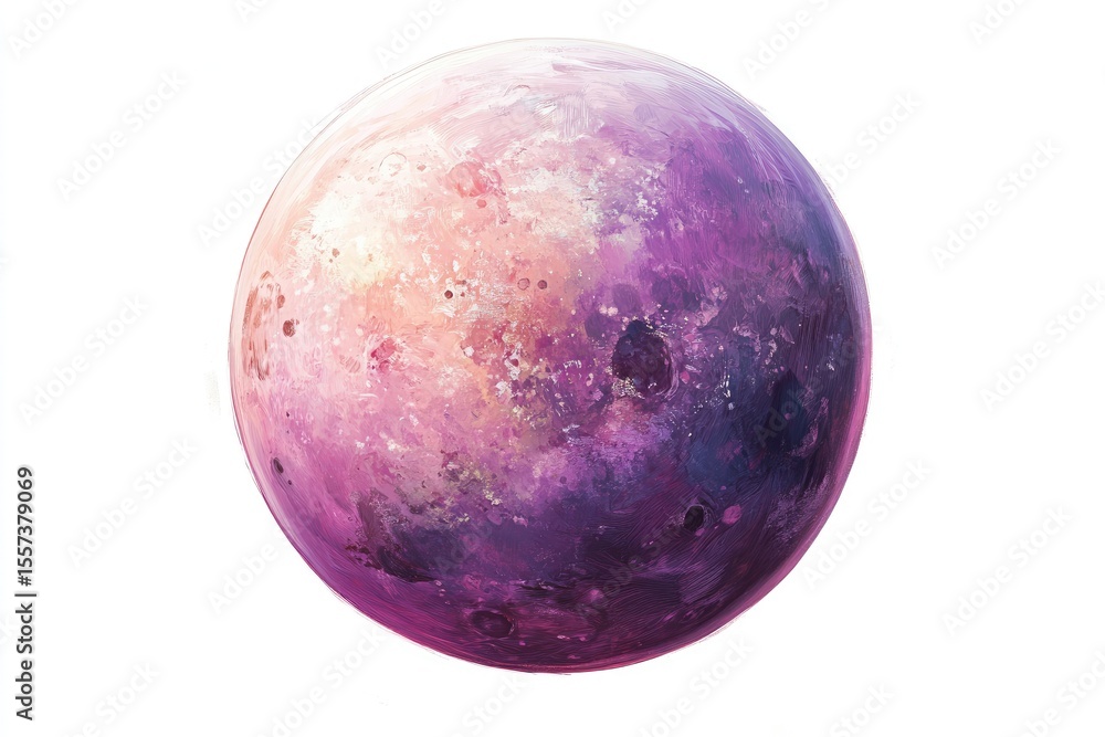 A stylized, vibrant, purple-pink planet A stylized, vibrant, purple-pink planet
