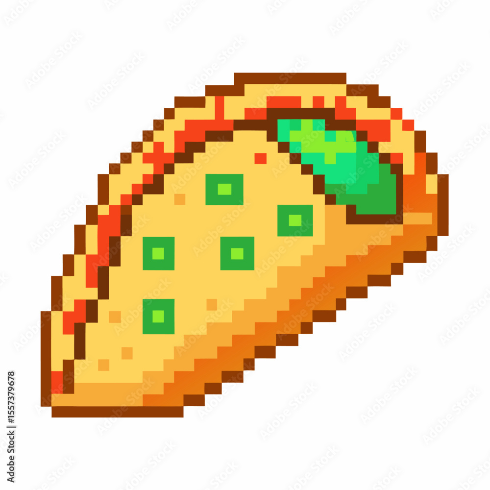 Fototapeta premium Pixel Art Taco Icon Retro Styled Mexican Food Illustration