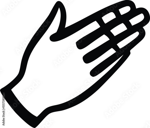 Stylized black outline of a hand with fingers spread apart presented on a clean white background conveying a simple gesture