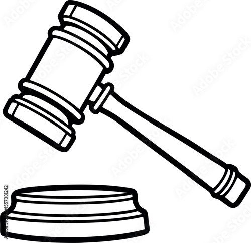  Justice hammer outline icon on transparent background