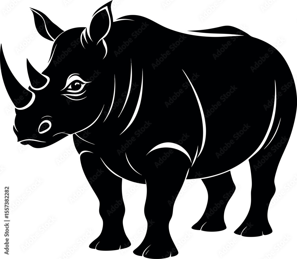 Obraz premium Rhinoceros silhouette icon on transparent background.